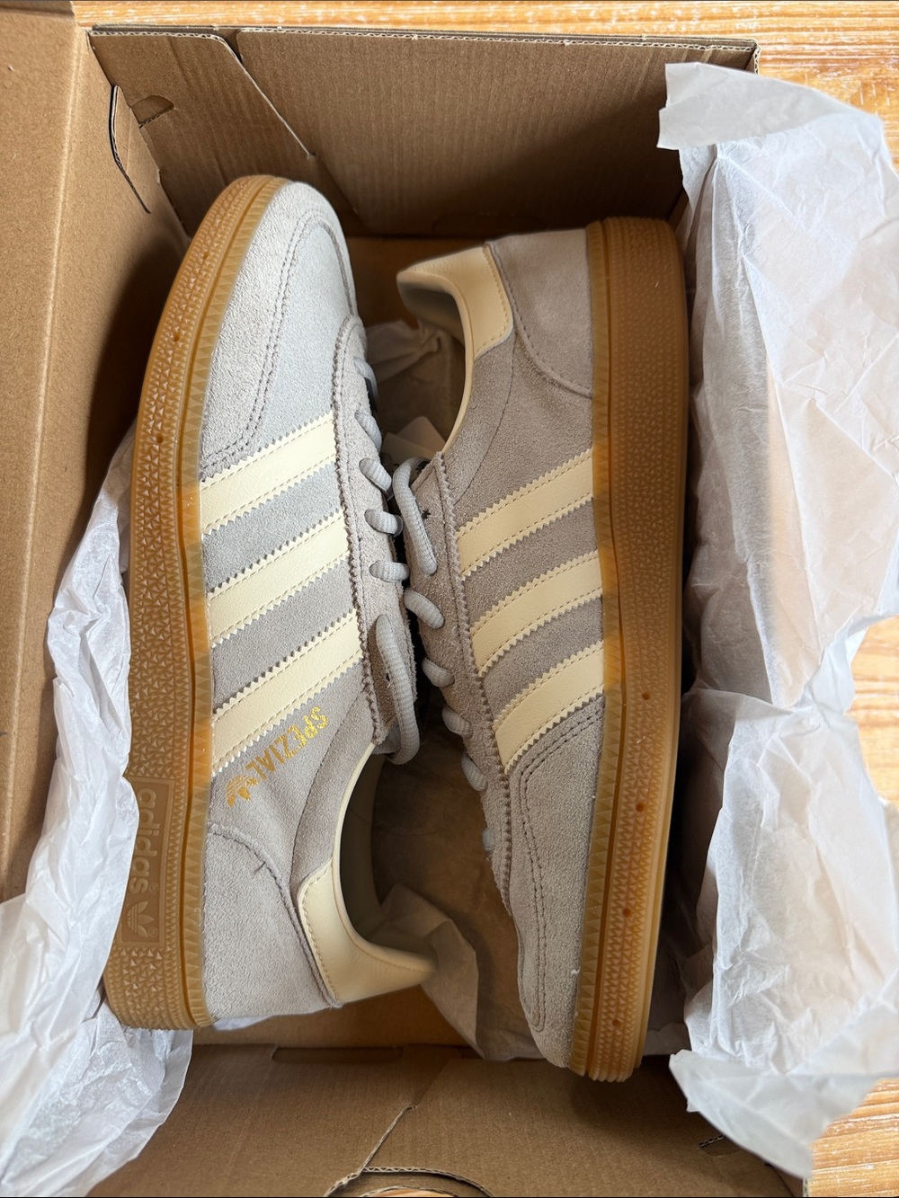 Adidas Handball Spezial Suede Sneakers - Light Gray & Cream - Picture 5 of 9